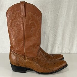 Vintage JE-VER COWBOY Boots Brown Ostrich Leather Men’s Size 10.5 Western Mexico